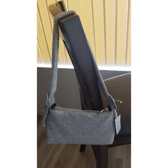 NWT~Aldo Banalia Silver Rhinestone Shoulder Handbag Purse - Picture 5 of 8